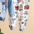 thumbnail image 4 of TOWED22 Toddler Baby Boy Outfit Fall Winter Boy Clothes Long Sleeve Cute Cartoon Sweatshirts Pants Outfits 3 Months-6T Size:7-8 Y,Color:Light Blue, 4 of 5