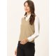 thumbnail image 3 of Suéter sin mangas Allegra K con cuello en V de muy buen gusto para mujer Caqui XS, 3 of 5