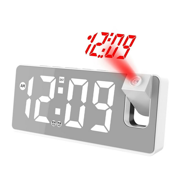 Pisexur Electrónica para Hombres Reloj Despertador con Proyección Nuevo Espejo Pantalla Grande Reloj Electrónico Silencioso para Dormir Reloj Multifuncional Inteligente Luz Nocturna Digital Reloj de
