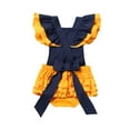 thumbnail image 2 of YiZYiF Infant Baby Girls Halloween Romper Ruffled Bodysuit Birthday Princess Tutu Dress Outfit Yellow&Blue 1-2, 2 of 5