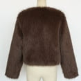 thumbnail image 7 of Hueook Faux Fur Jacket Women Womens Ladies Warm Faux Furry Coat Jacket Winter Solid Round Neck Outerwear Brown 2X, 7 of 7