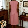 thumbnail image 4 of Largo Vestido Casual Multi-Color Suelto de Lino Cuello Redondo Primavera Vestido de Verano, Vestido de Lino Casual para las Mujeres Vacaciones Diarias, 4 of 6