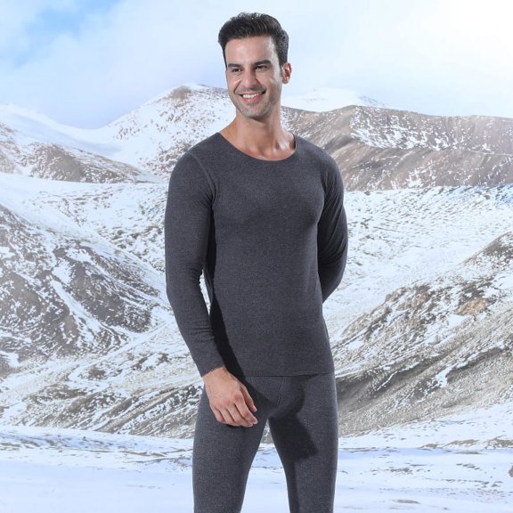 Autumn Clothes And Trousers Seamless Suit Winter With Velvet Padded Cashmere Silk Cold-proof Men's Thermal Underwear Dark Gray XXL
