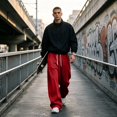 thumbnail image 6 of Evdexr Baggy Sweatpants Mens Wide Leg Drawstring Pants with Pockets Winter Fall Hiking Lounge Trousers Loose Fit Open Bottom Elastic Waist Sweat Pants 3XL, 6 of 9