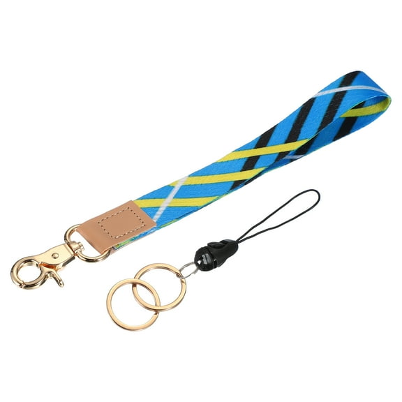 Uxcell 7.8" Keychain Wristlet, Key Chain Wristlet Bracelet Braided Wrist With Single Ring Blue