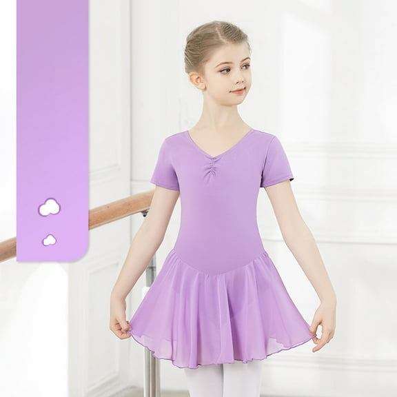 Xiaowennn Ballet Clothing Girls Ballet Dress Ballet Short Sleeve Dance Dress Dance Body With Chiffon Skirt Tutu Girl Dresses 3 Years