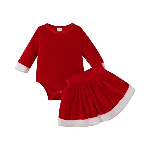 adviicd Baby Outfit Girl Trendy Toddler Girl Outfits Fall Outfits Top Romper Overalls Dresses Suspender Skirt Set for Girls (Red,18-24 Months)