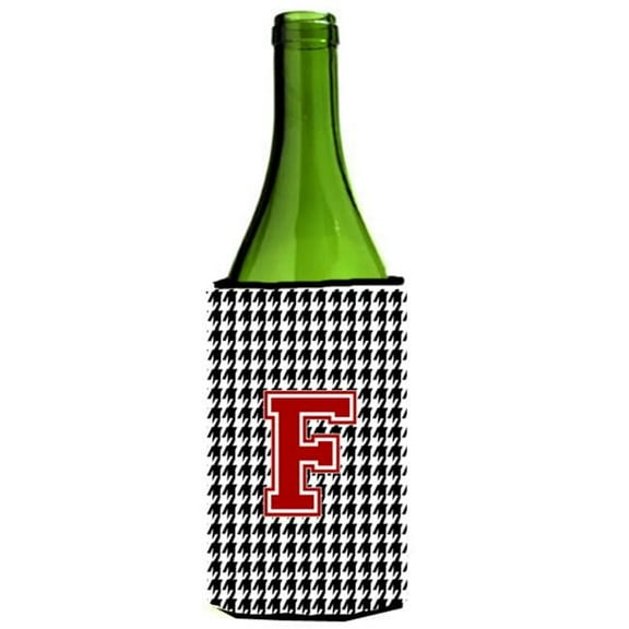 Houndstooth Monogram Initial F Wine Bottle Hugger