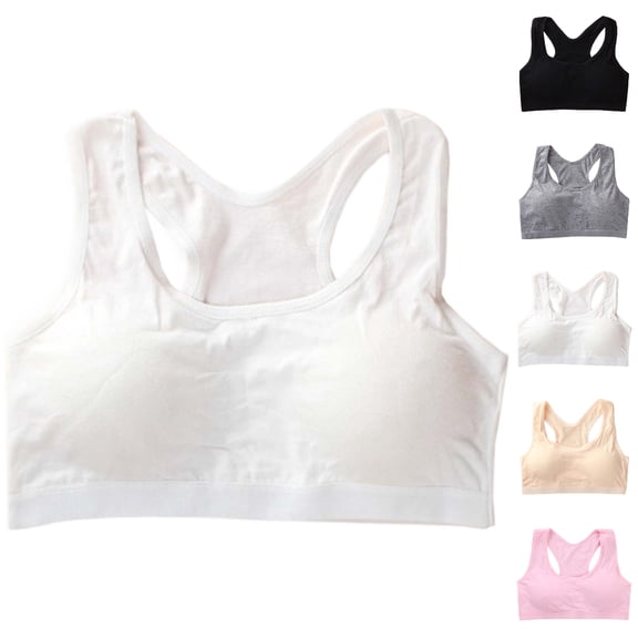 Bmisegm Girls Training Bra Support Underwear for Everyday School and Development Bra for Girls White 13-18 Years