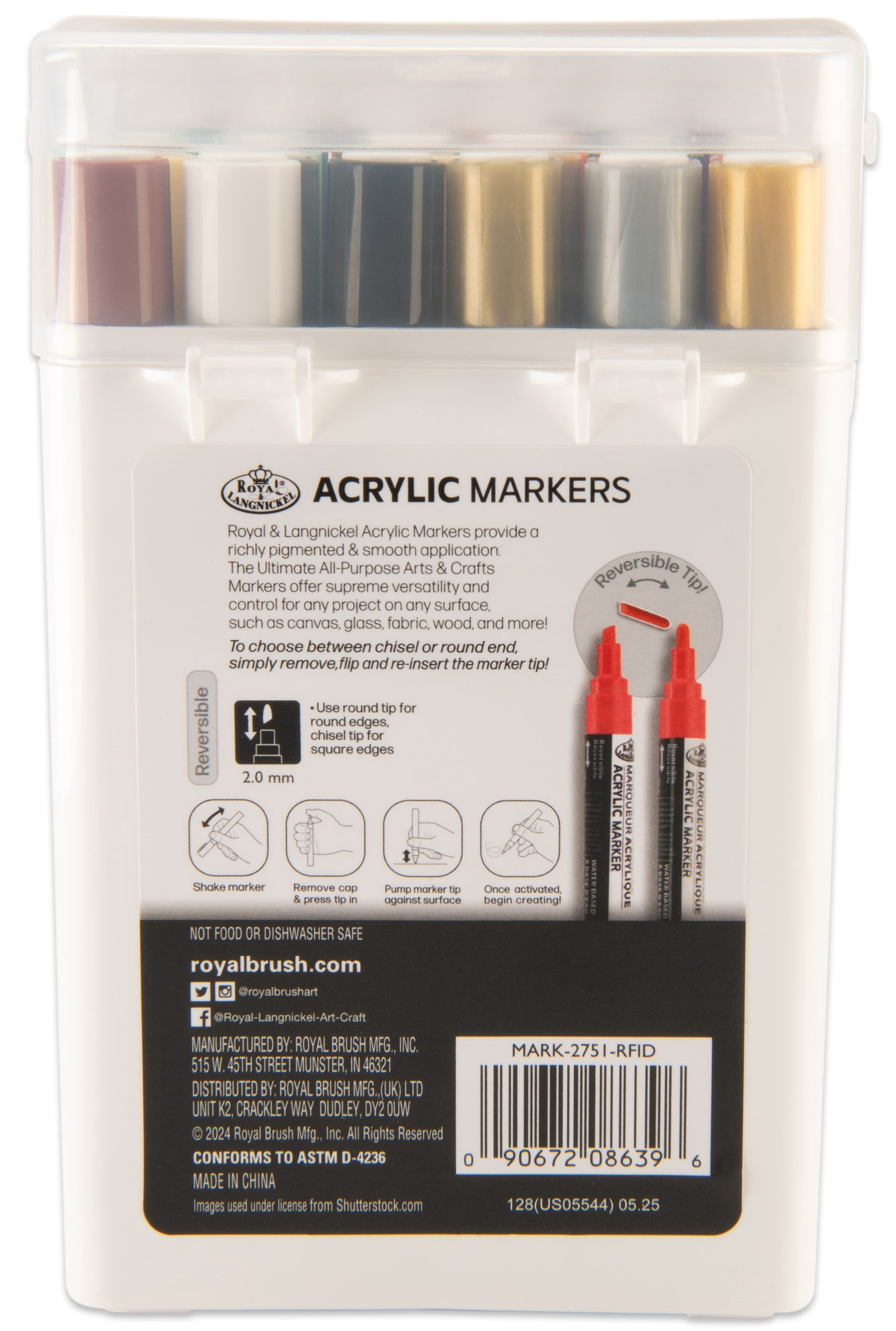 Royal & Langnickel 36 Piece 2.0MM Artist Acrylic Paint Marker Set with Reversible Tips