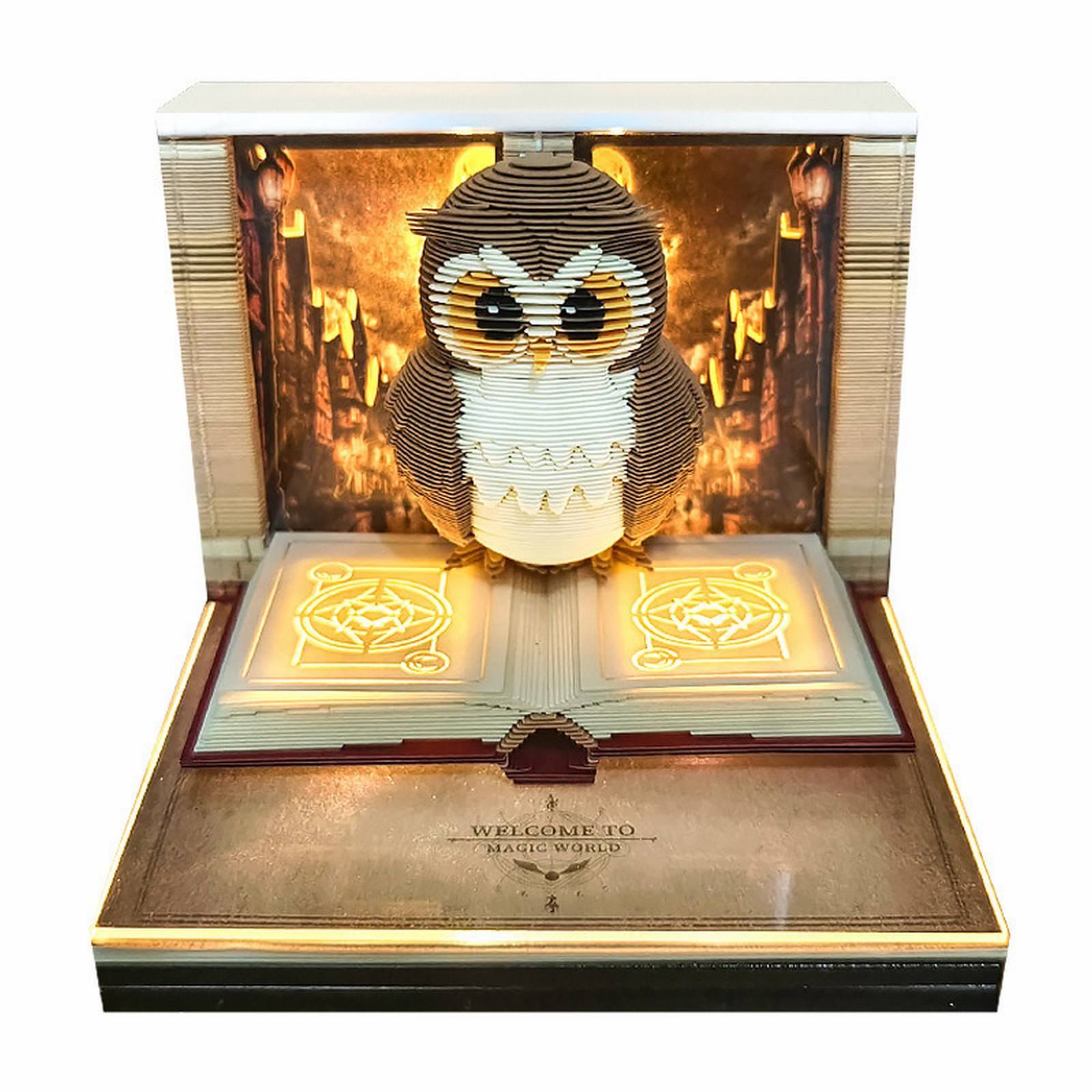 ZLBDYG 2026 3D Paper Art Calendar with LED Light - Creative Christmas Tear-Off Memo Notepad for Home Desk Decoration, Unique Office Gift and Carving Art Display