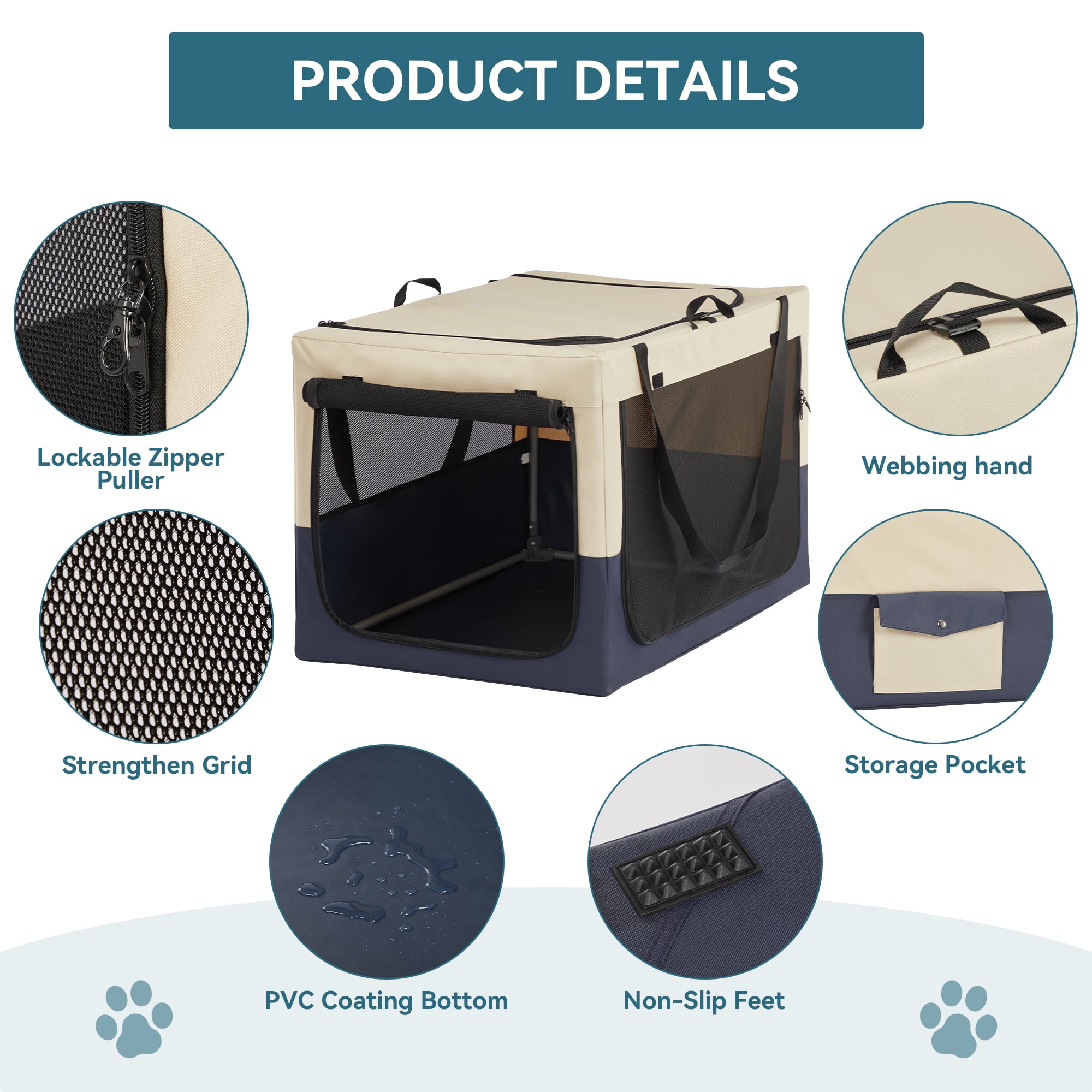 Pefilos 27" Dog Crate for Small Dogs with Tray and Double Door, Wood Dog Cages Furniture, Indoor Kennel, Brown Pefilos 27" Dog Crate for Small Dogs with Tray and Double Door, Wood Dog Cages Furniture, Indoor Kennel, Brown