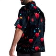 thumbnail image 3 of Valentine's Day Love ECG Men's Short Sleeve Button Down Hawaiian Beach Printed Casual Shirts, 3 of 6