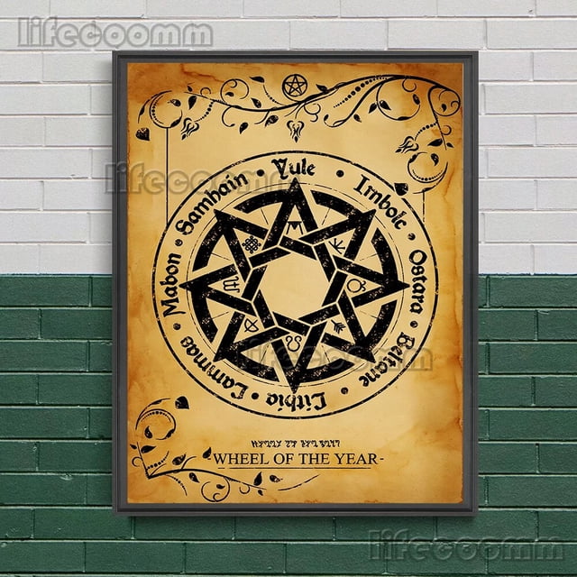 Ojo de Horus, pentagrama, diosa espiral, pintura en lienzo, Wicca, Rueda del Año, arte de pared, encanto de bruja, Póster Artístico impreso, decoración del hogar
