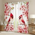 thumbnail image 2 of Manfei Cute Xmas Cardinals Curtains Pack of 2 (42x84 Each),Sakura Curtains Blackout,Pink Red White Bedroom Curtains For Girls Teens,Ultra Soft Home Decor, 2 of 6