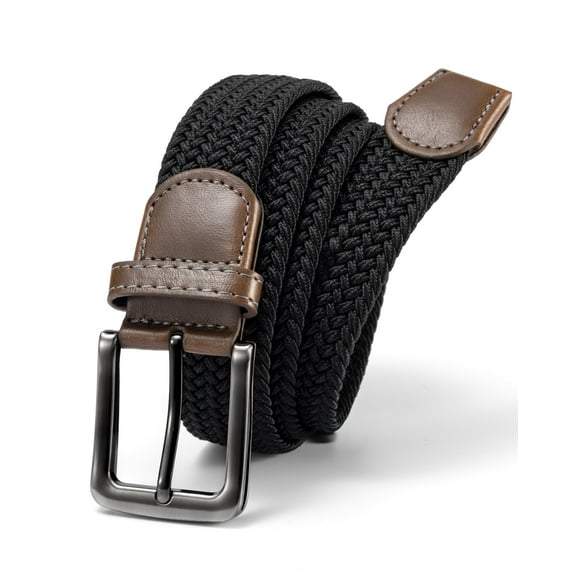 Timarkment Mens Belt Stretch Braided Black Men’s Belt Woven Nylon Elastic Men Belts for Jeans