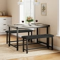 thumbnail image 2 of Dining Table Set for 4 with Upholstered Benches, Space-Saving 3 Piece Kitchen Bench Dining Table Set, Rectangular Dining Table for Home, Kitchen, Dining Room, Rustic Brown, 2 of 9