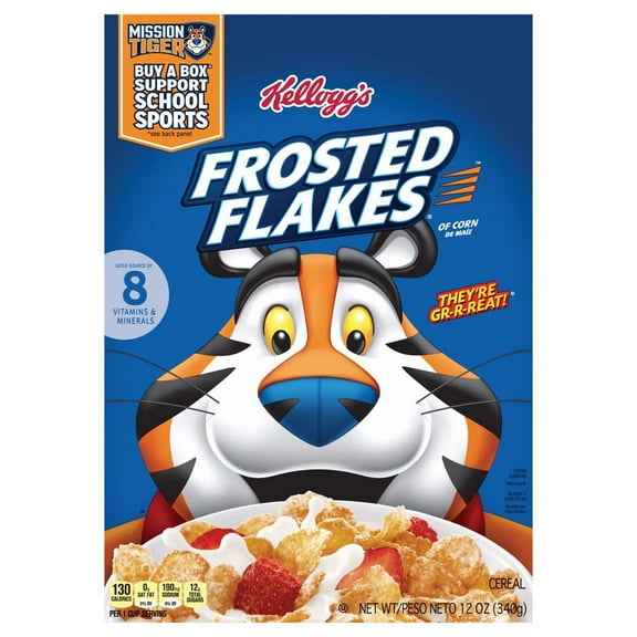 Pack of 2 Kellogg's Frosted Flakes Original Breakfast Cereal, 12 oz (Package May Vary)