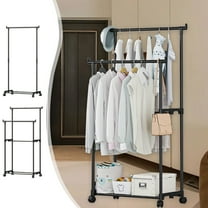 Metal Clothing Garment Rack with Bottom Shoe Shelf | 5-Tier Storage Organizer with Wheels | Space Saving Entryway Coat & Shoe Cabinet for Home | 130x60x35cm