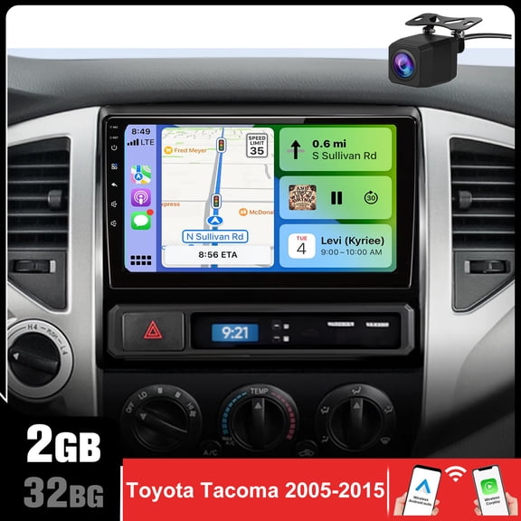 Car Radio Stereo for Toyota Tacoma 2005-2015, 9" Touch Screen Head Unit with Android 13/CarPlay/Android Auto/2 64G /GPS Navigation/Bluetooth/FM/RDS.