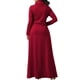 thumbnail image 5 of Vestidos largos lisos con bolsillos y manga larga con lazo para noche de mujer, 5 of 7