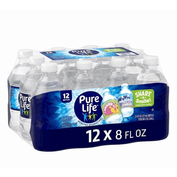 Pure Life Purified Water, 8 fl oz, 12-pack Plastic Bottles