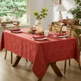 thumbnail image 2 of Newbridge Sienna Red Fancy Fall Leaves Damask Fabric Dining Tablecloth for Thanksgiving, 52 x 52 inch Square, 2 of 6