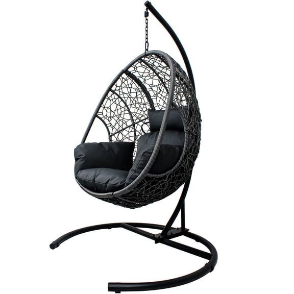 Outdoor wicker swing egg chair in grey color with cushion only Seat