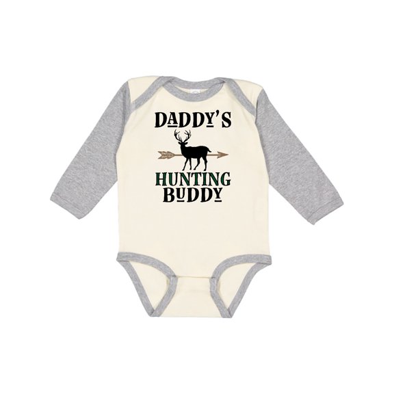 Inktastic Daddy Hunting Buddy Bow Hunter Boys Long Sleeve Baby Bodysuit