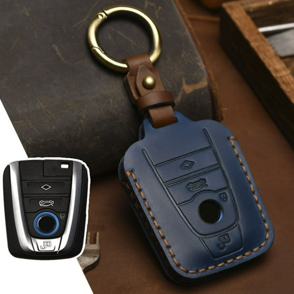 Leather Remote Car Key Fob Case Cover Holder Shell For Bmw i3 i8 2014  Keyless Blue