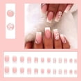 thumbnail image 3 of 24 uñas postizas francesas con punta blanca, uñas postizas cuadradas medianas, uñas postizas con punta francesa, uñas postizas de cobertura total de color rosa (tipo pegamento), 3 of 4