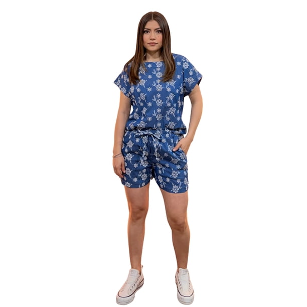 YARETNI MODA Conjunto Para Dama Hermoso Casual Blusa Y Short Bordado