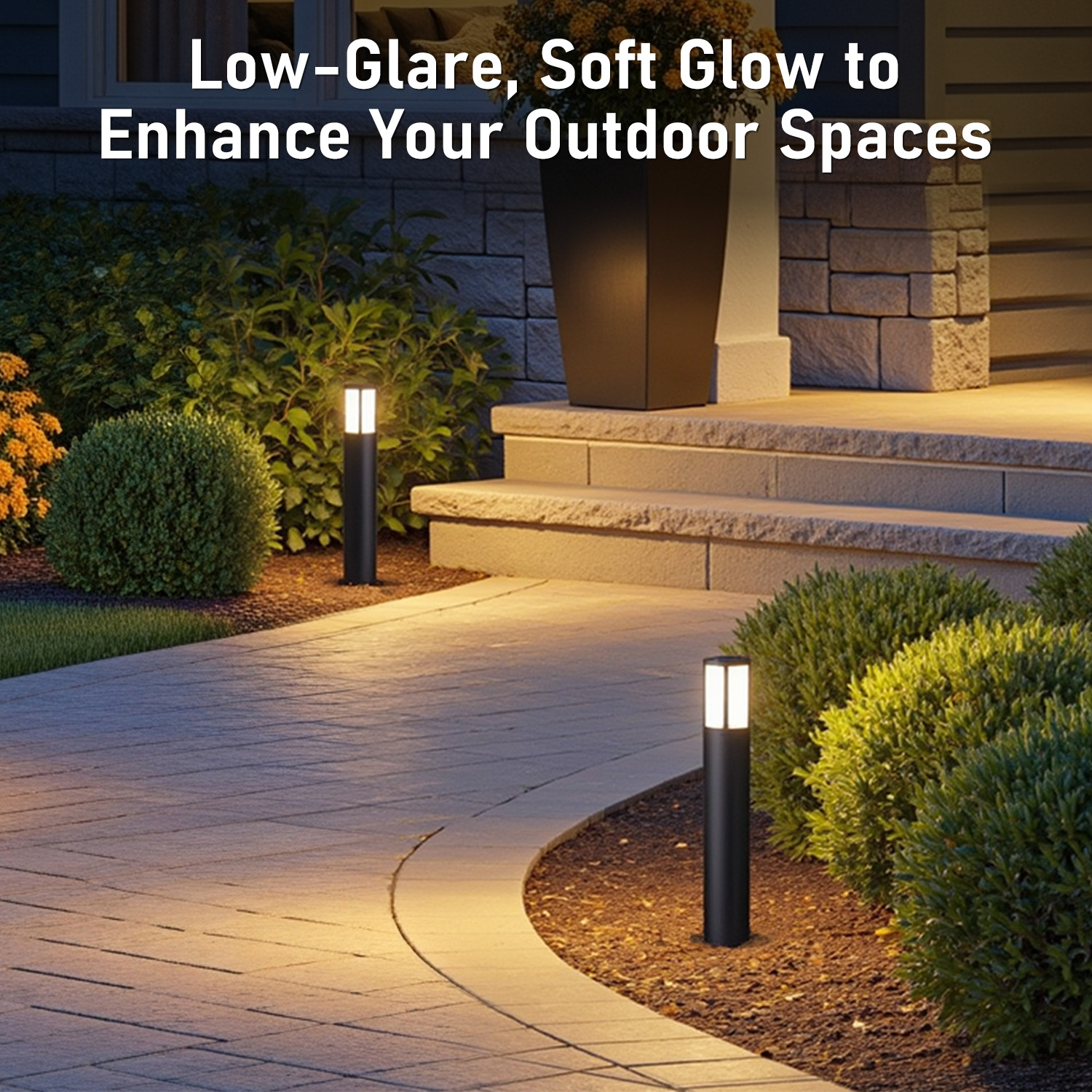 8 Pack 5CCT Low Voltage 5W LED Bollard Pathway Lights, Outdoor Landscape Lighting, 1800K/2700K/3000K/4000K/5000K Selectable, 12-24V AC/DC, Oil Rubbed Bronze