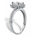 thumbnail image 2 of PalmBeach Jewelry Princess-Cut Created White Sapphire and Diamond Accent Halo Engagement Ring 1.46 TCW in Platinum-plated Sterling Silver, 2 of 5
