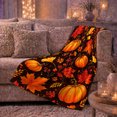 thumbnail image 6 of Rustic Pumpkin Maple Leaf Autumn Harvest Scene, Rustic Botanical Portrait, Warm Flannel Blanket for Living Room and Bedroom, Art Lovers Thanksgiving Gift, Rustic Home Decor, 6 of 9