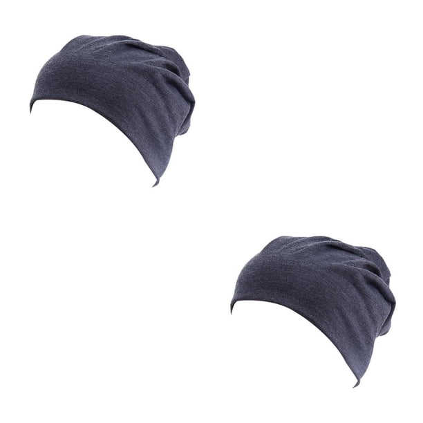 Beanie Caps Minnieouse Estilo simple Adorno para la cabeza Hombres Mujeres Adultos Gorros color sólido Gris oscuro 2piezas