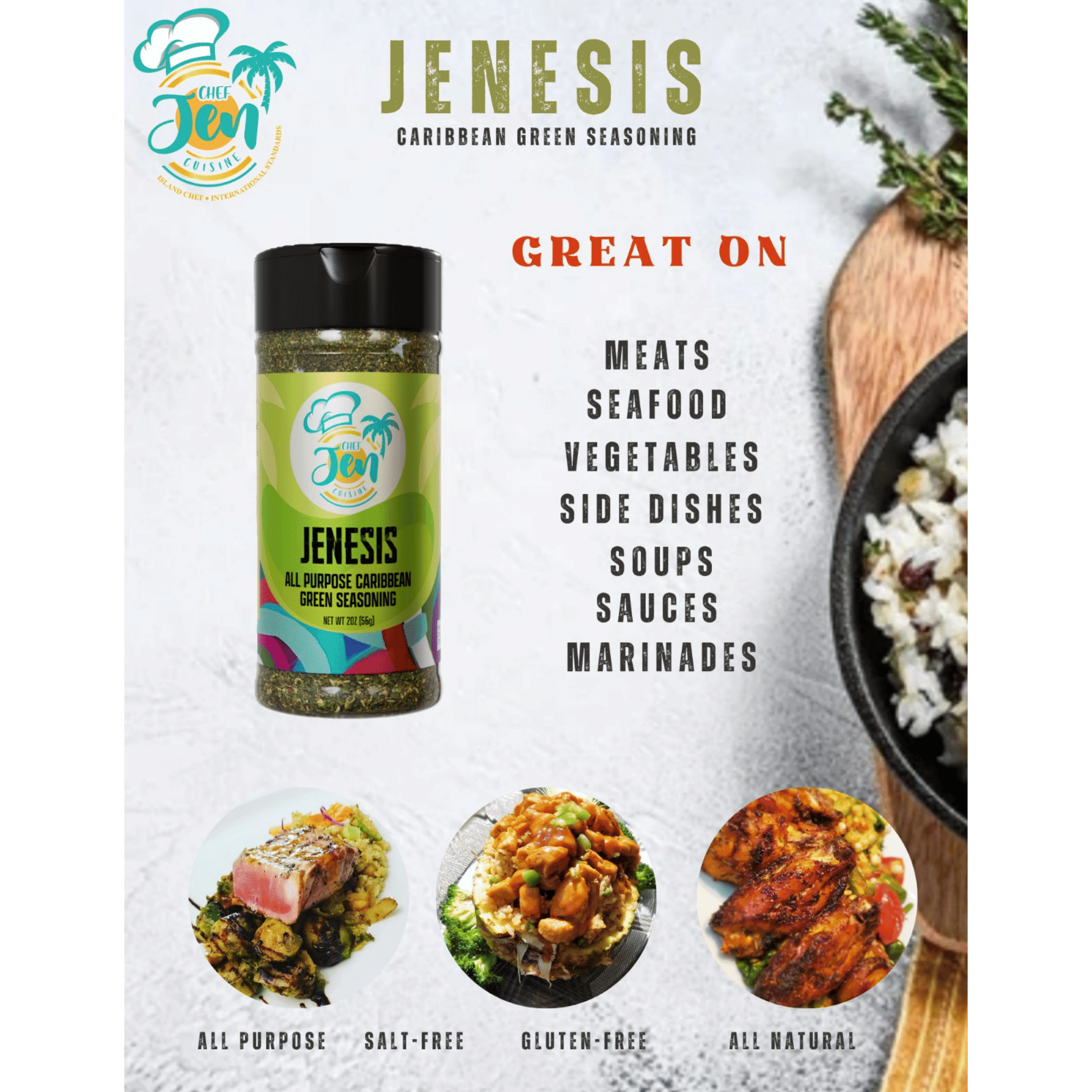 Chef Jen Cuisine Jenesis Caribbean Green Seasoning, 2 oz