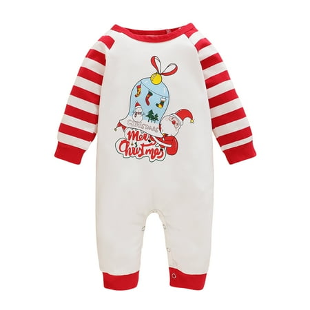 

KIMI BEAR Romper For Newborn Baby Boys 6 Months Boys Fall Winter One Piece Christmas Element Pattern Print Round Neck Long Sleeve Jumpsuit 6-9 Months White