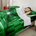 thumbnail image 4 of Castle Fairy Geometric Cube Tunnel Bed Sheets 4-Piece,Minimalist Block Full Size Sheets,Emerald Black,1 Flat Sheet, 1 Fitted Sheet and 2 Pillowcases, 4 of 7