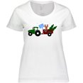 thumbnail image 3 of Inktastic Plaid Christmas Tractor With Cute Reindeer Women's Plus Size T-Shirt, 3 of 5