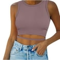 thumbnail image 2 of SEAOPEN Women's Summer Square Neck Tank Tops Workout Cropped Ribbed Summer Camisole Sleeveless Clothes 2025 Coffee,L, 2 of 6