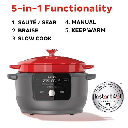 Instant Pot - Precision 5-in-1 Electric Dutch Oven - Cast Iron - Red
