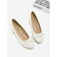 thumbnail image 2 of Bocca Women's Block Heel Pumps Cream PU Bow Tie Ballet Shoes Sizes 10, 2 of 5