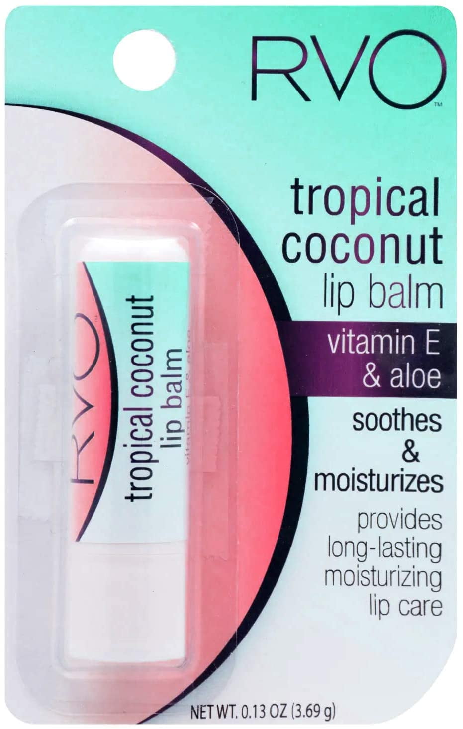 RVO Tropical Coconut Lip Balm Vitamin E & Aloe for Soothing Moisture