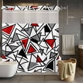 thumbnail image 5 of No Hook Shower Curtains with Snap-in Liner Set, Red Black Geometric Waterproof Hotel Style Bathroom Shower Curtain, Abstract Art Modern Line Breathable Mesh Top Window Bath Curtains 72''x78'', 5 of 9