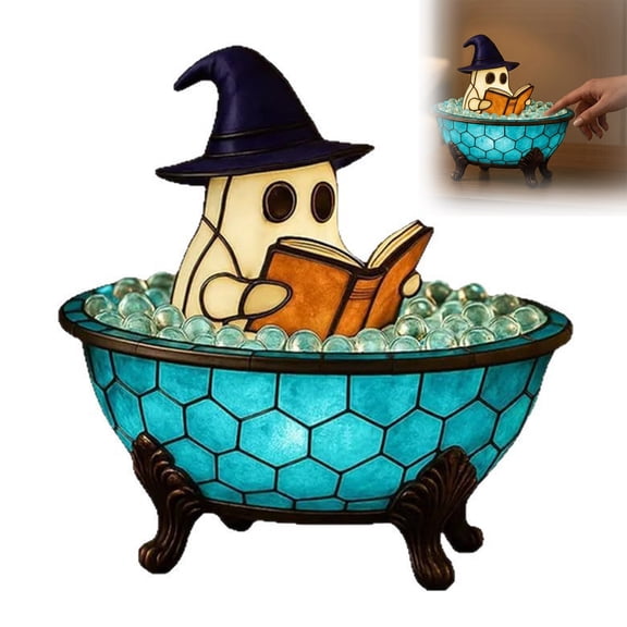 Halloween Ghost Lamp, Cute Ghost Night Light with Reading Book Design, LED Halloween Decor Light for Desk, Bedroom & Home Decoration (1PC)