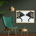 thumbnail image 2 of Retro Wall Art with Frame, Twin Contrast Horse Heads Image Vintage Style Abstract Art Antique Theme, Printed Fabric Poster for Bathroom Living Room, 35" x 23", Brown Sage Green, by Ambesonne, 2 of 2