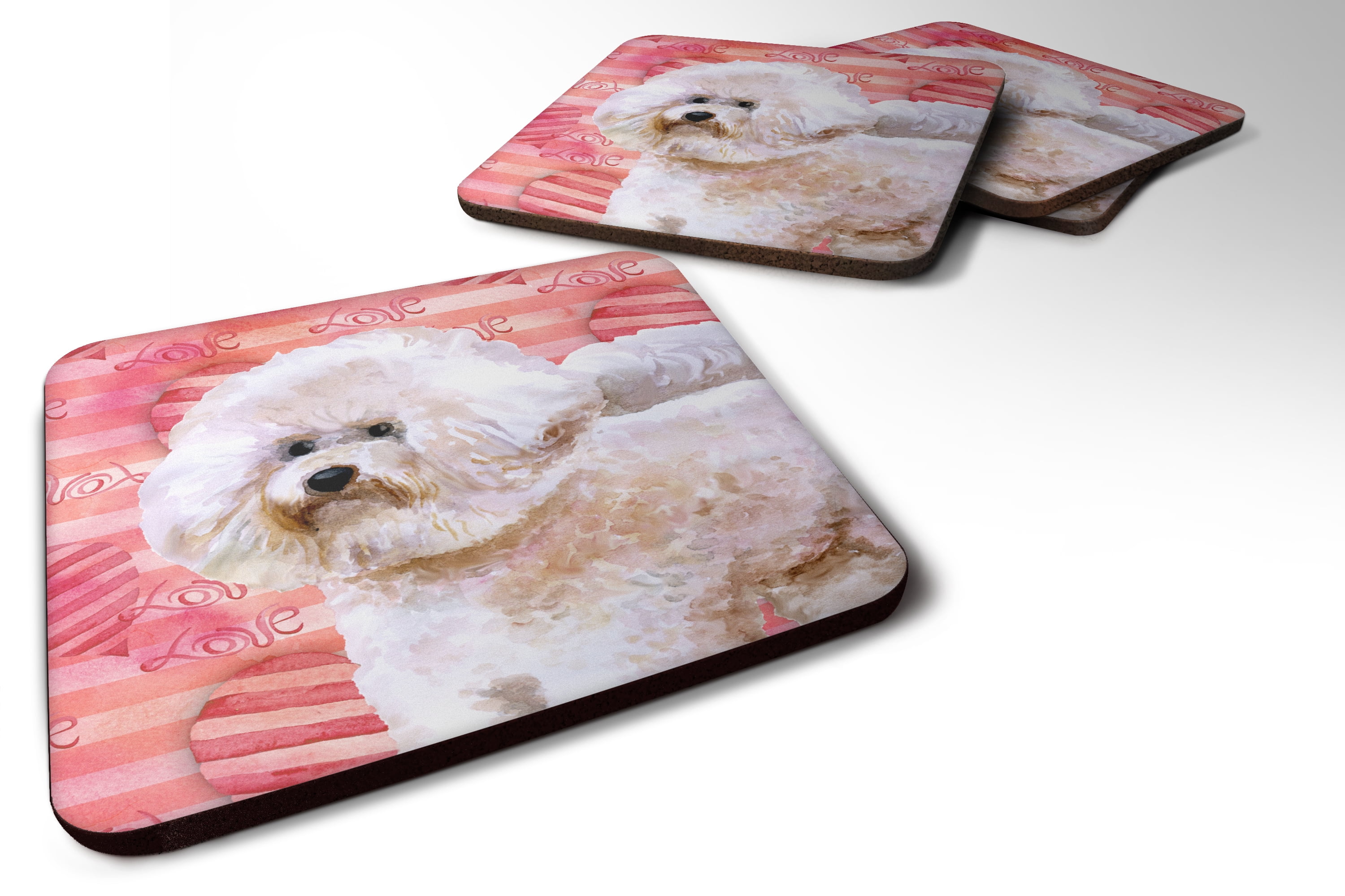 Bichon Frise working on a Computer art tile coaster gift