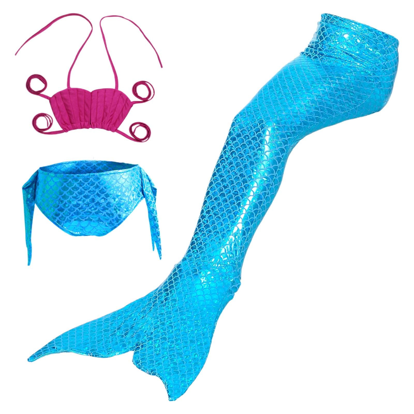 Luvoko Child Girls Swimsuit V Neck Bikini Set, Mermaid Tails for
