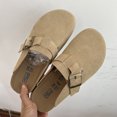 thumbnail image 5 of Pantoufles Fermées pour Femmes en Cuir Suédé de Vache Sabots en Liège Sandales pour Femmes Mode Rétro Mule de Jardin Sabots Mules Pantoufle pour Femmes, 5 of 5